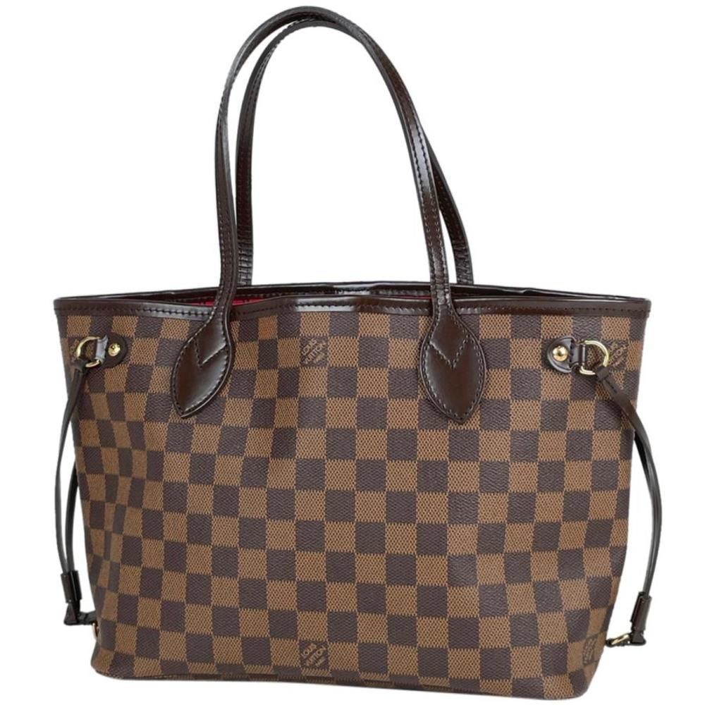 Louis Vuitton Neverfull PM Shopping Tote Bag Damier Brown